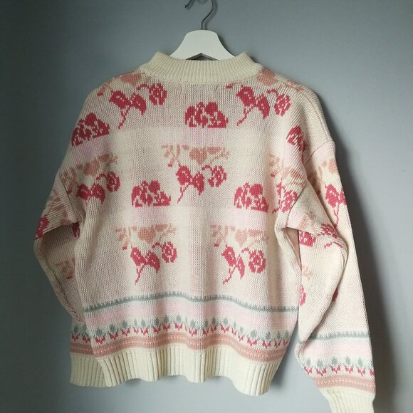 80s vintage girly floral mock-neck sweater - Picture 2 of 8